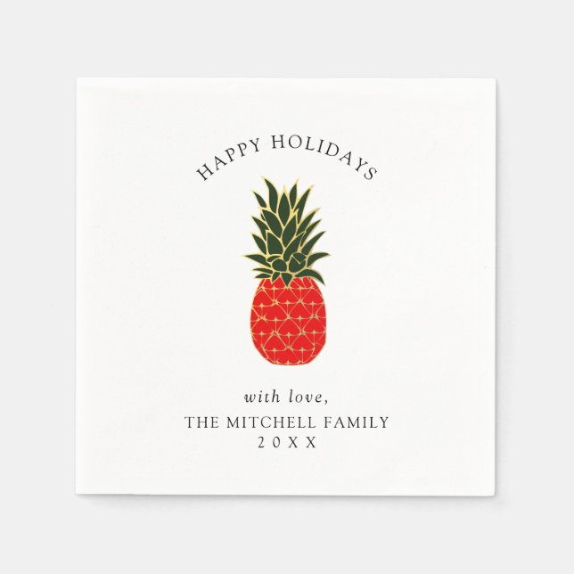Elegant Tropical Christmas Pineapple Napkins (Front)