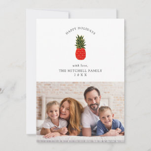 Elegant Tropical Christmas Pineapple Photo Holiday Card