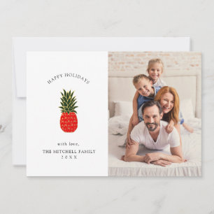 Elegant Tropical Christmas Pineapple Photo Holiday Card
