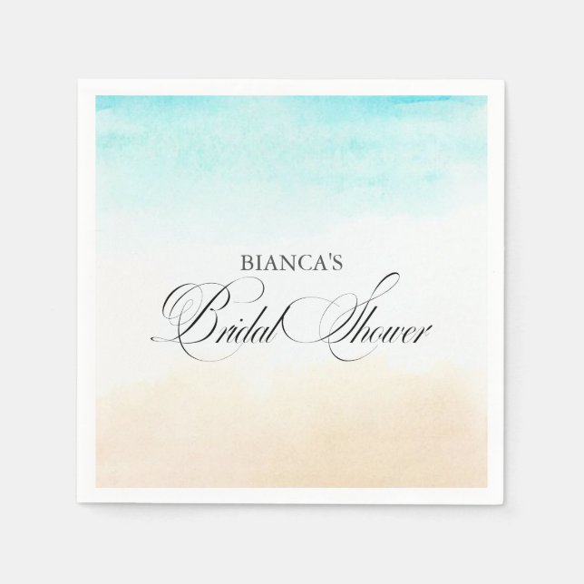 Elegant Tropical Coastal Bridal Shower Napkins (Front)