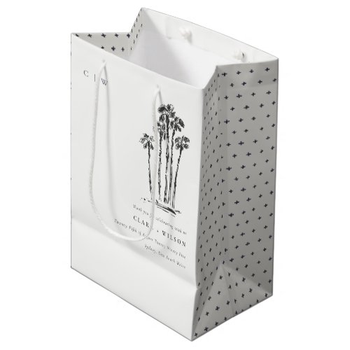 Elegant Tropical Coastal Palm Tree Sketch Wedding Medium Gift Bag