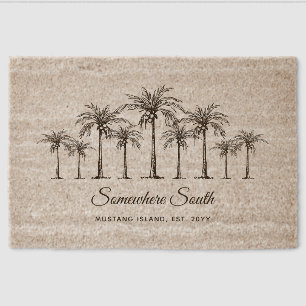 Elegant Tropical Coconut Palm Tree Grove Custom Fiber Doormat