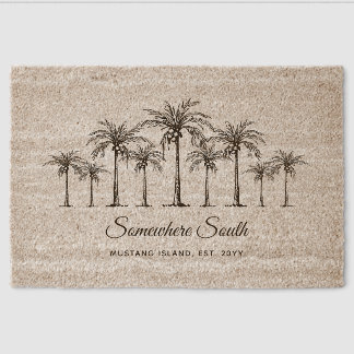 Elegant Tropical Coconut Palm Tree Grove Custom Fiber Doormat