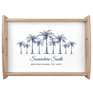 Elegant Tropical Coconut Palm Tree Grove Custom Serving Tray