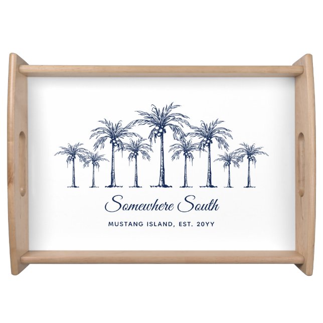 Elegant Tropical Coconut Palm Tree Grove Custom Serving Tray (Front)