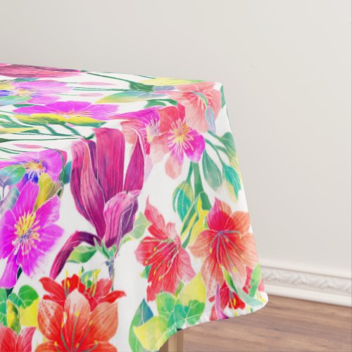 Elegant Tropical Colorful Flowers Tablecloth