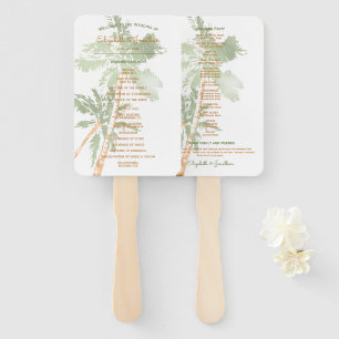 Elegant Tropical Copper Palm Trees Beach Wedding Hand Fan