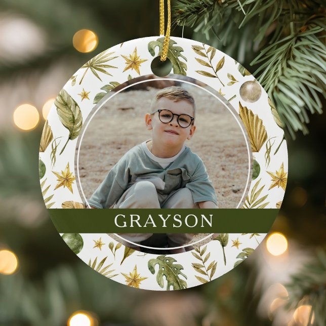 Elegant Tropical Double Sided 2 Photo Ceramic Ornament (Creator Uploaded)