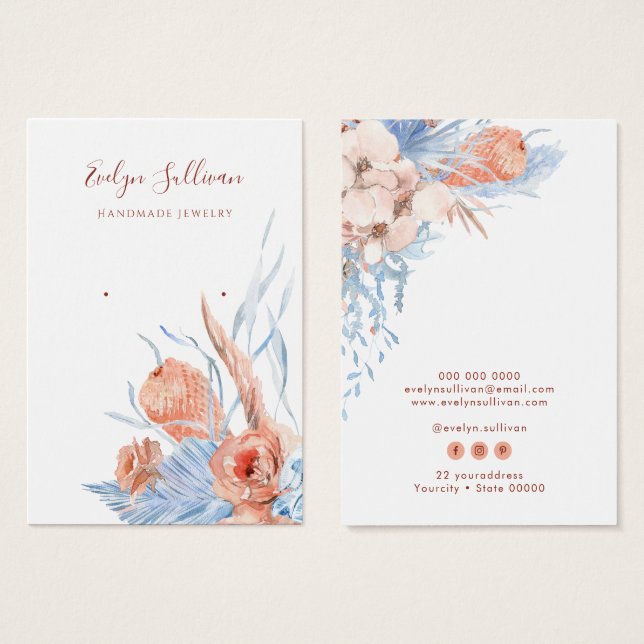 elegant tropical earring display card (Front & Back)