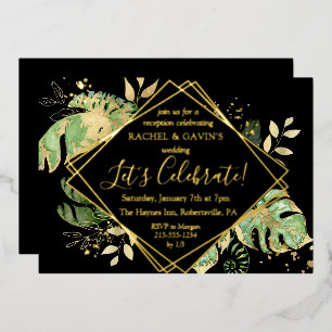 Elegant Tropical Elopement Wedding Reception Foil Invitation