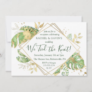 Elegant Tropical Elopement Wedding Reception Invitation