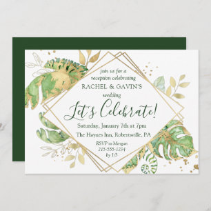 Elegant Tropical Elopement Wedding Reception Invitation