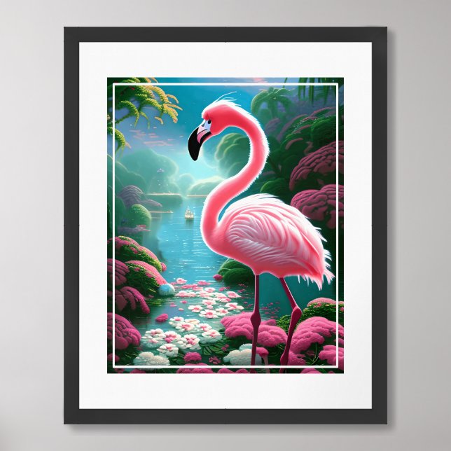 Elegant Tropical Flamingo-70852 Framed Art (Framed Front)