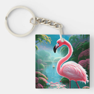 Elegant Tropical Flamingo-70852 Keychain