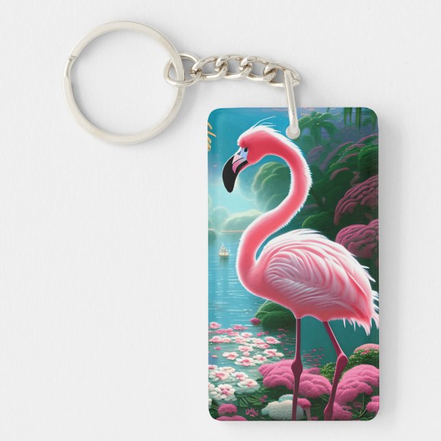 Elegant Tropical Flamingo-70852 Keychain (Front)