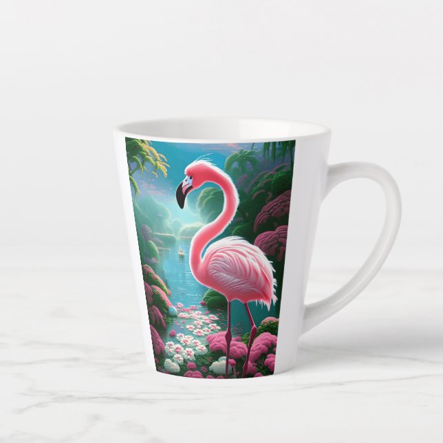 Elegant Tropical Flamingo-70852 Latte Mug (Right)