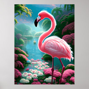 Elegant Tropical Flamingo-70852 Poster