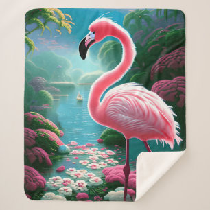 Elegant Tropical Flamingo-70852 Sherpa Blanket