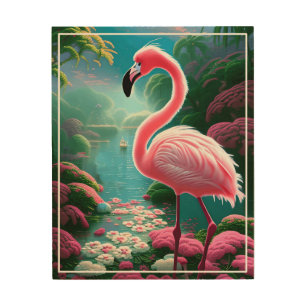 Elegant Tropical Flamingo-70852 Wood Wall Art