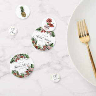 Elegant Tropical Flamingo & Hibiscus Bridal Shower Confetti