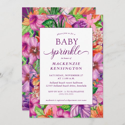 Elegant Tropical Floral Baby Sprinkle Shower Invitation