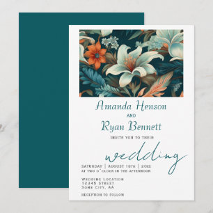 Elegant Tropical Floral Botanical Design Wedding Invitation