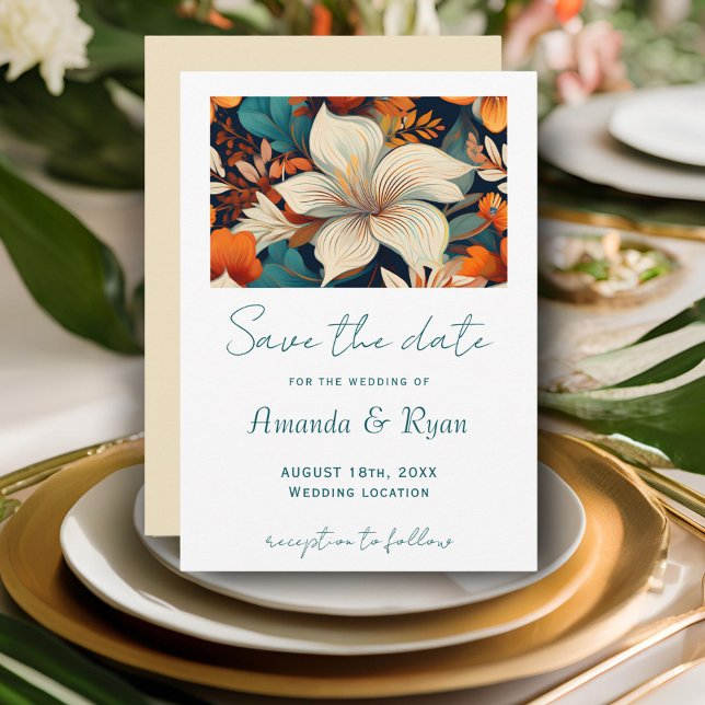 Elegant Tropical Floral Botanical Design Wedding Save The Date (Creator Uploaded)