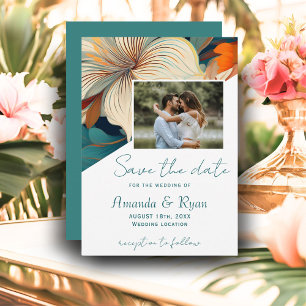 Elegant Tropical Floral Botanical Photo Wedding Save The Date