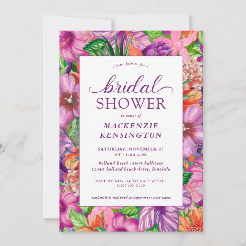 Elegant Tropical Floral Bridal Shower Invitation