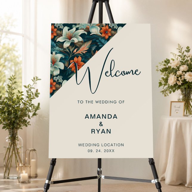 Elegant Tropical Floral Flower Pattern Wedding  Foam Board (Creator Uploaded)