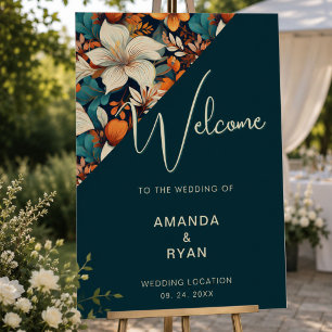 Elegant Tropical Floral Flower Pattern Wedding  Foam Board