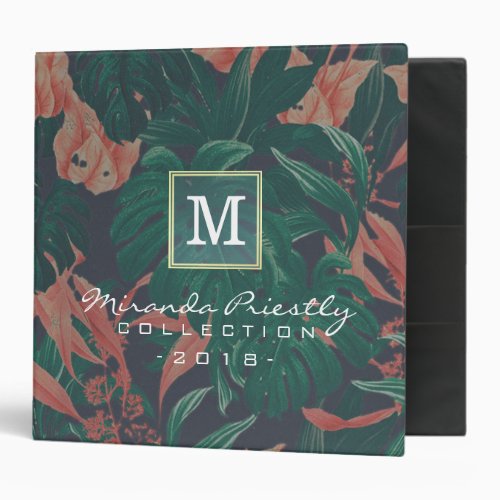 Elegant Tropical Floral Gold Script Makeup Salon Binder