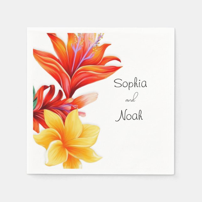 Elegant tropical floral  napkins (Front)
