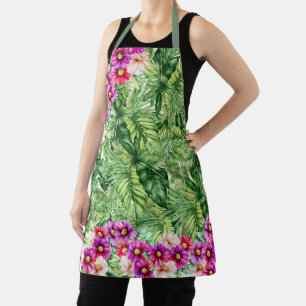 Elegant Tropical Floral Pattern Apron