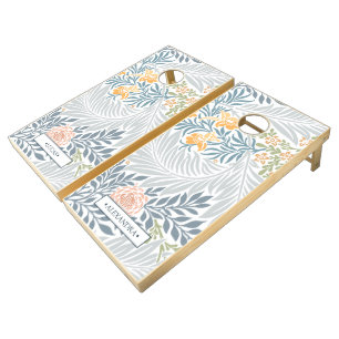 Elegant Tropical Floral pattern Monogram Cornhole Set