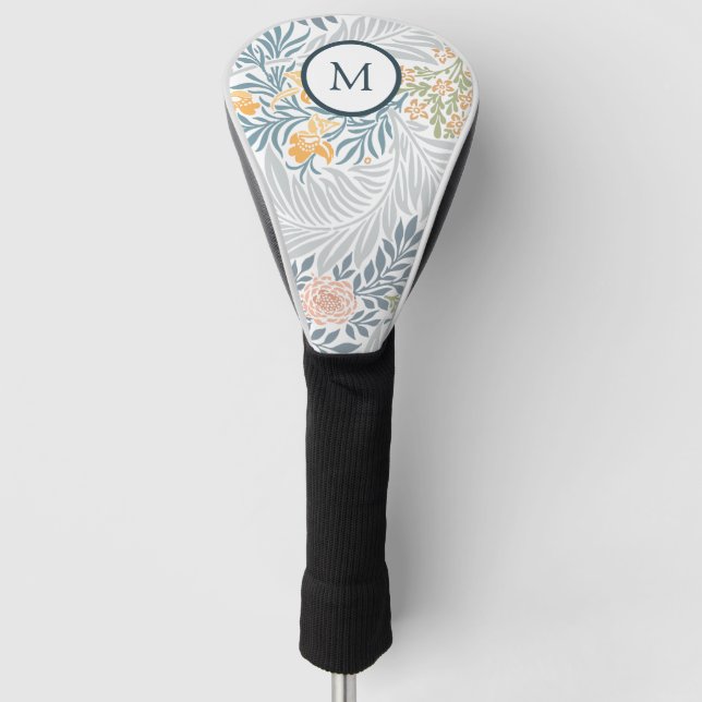 Elegant Tropical Floral pattern monogram Golf Head Cover (Front)