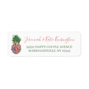 Elegant Tropical Floral Pineapple Label
