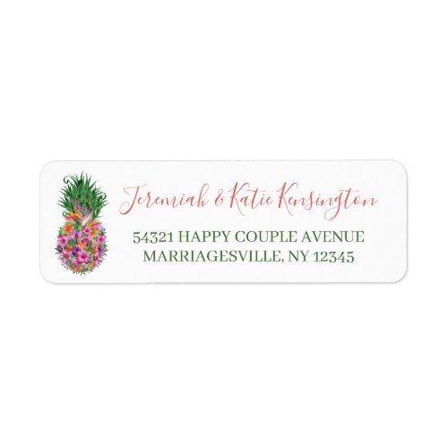 Elegant Tropical Floral Pineapple Label
