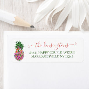 Elegant Tropical Floral Pineapple Label