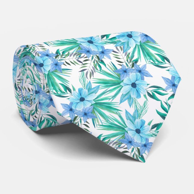 elegant tropical floral tiled pattern  neck tie (Rolled)