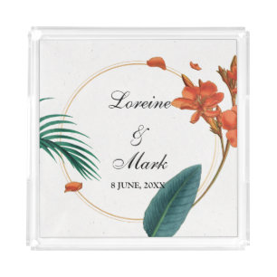 Elegant Tropical Floral Wedding Acrylic Tray