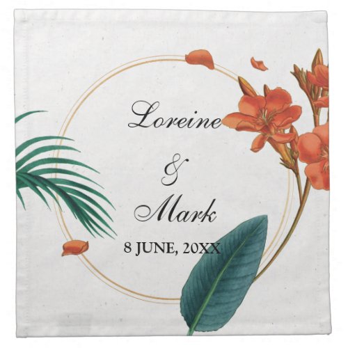 Elegant Tropical Floral Wedding Cloth Napkin