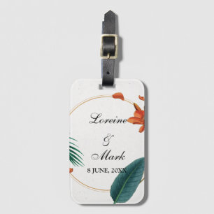 Elegant Tropical Floral Wedding Luggage Tag