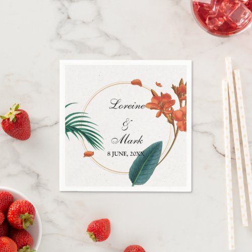 Elegant Tropical Floral Wedding Napkins