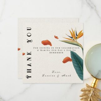 Elegant Tropical Floral Wedding Thank You Card