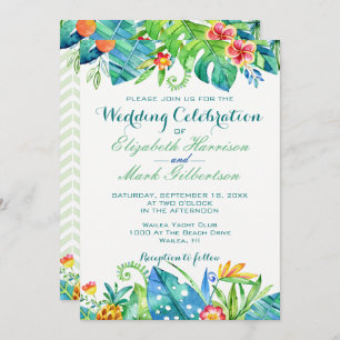 Elegant Tropical Floral Wedding Website Wedding Invitation