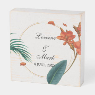 Elegant Tropical Floral Wedding Wooden Box Sign