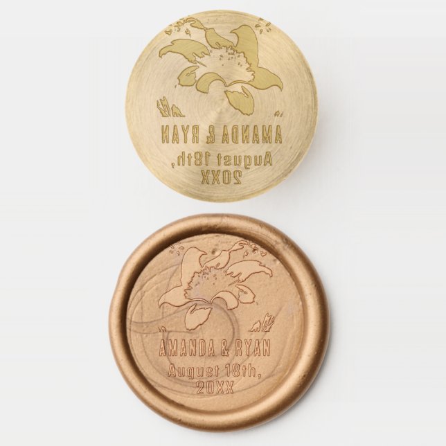 Elegant Tropical Flower Floral Wedding Wax Seal Stamp (Stamped)