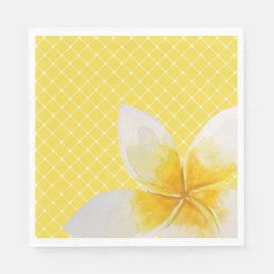 Elegant Tropical Flower & Trellis Pattern Yellow Napkins