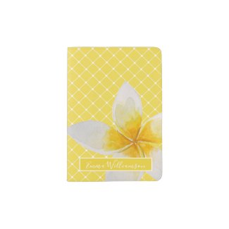 Elegant Tropical Flower & Trellis Pattern | Yellow